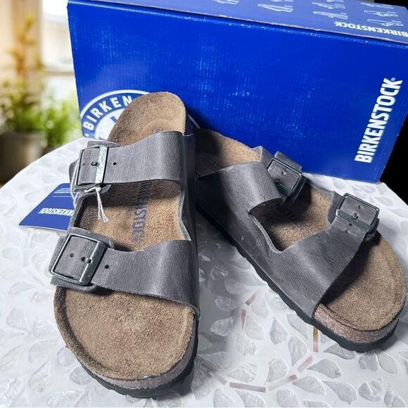 BIRKENSTOCK ARIZONA IRON Soft Footbed Waxy Leather Regular Fit - Picture 13 of 16